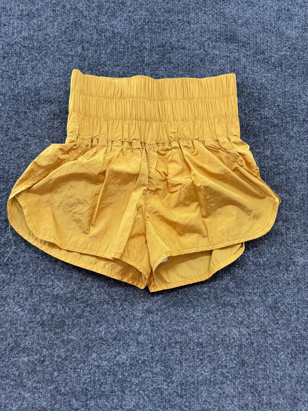FP Movement Way Home Shorts Womens XS Yellow High Waist Smocked Lined Running
